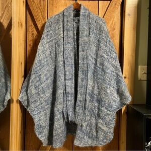 🐏Vintage Avoca Collection Ireland Sky Wool Blend Lined Cape/Cloak/Shawl 1-Size